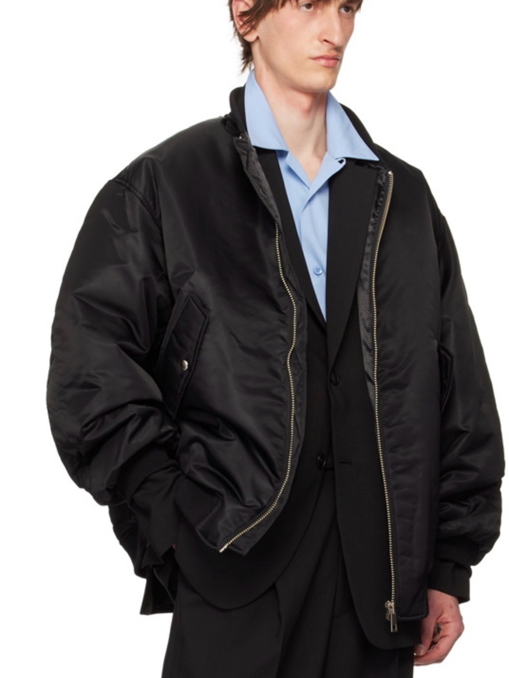 Frankie Shop Astro Oversized Bomber Jacket in Black